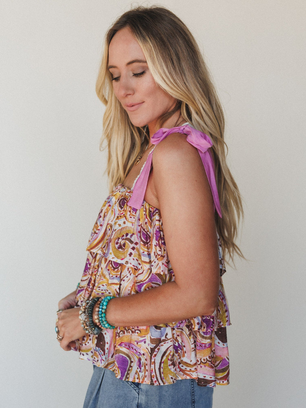 Baby Bloom Ruffle Print Top - Violet Multi