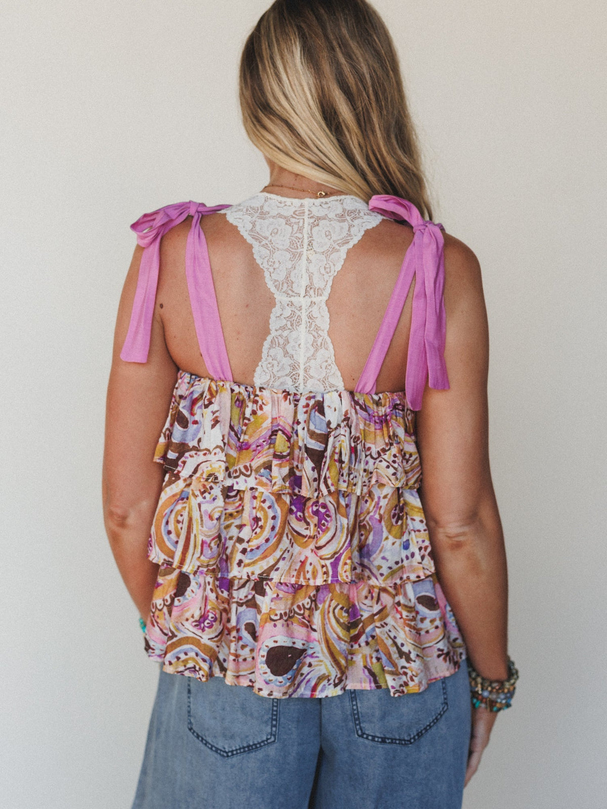 Baby Bloom Ruffle Print Top - Violet Multi