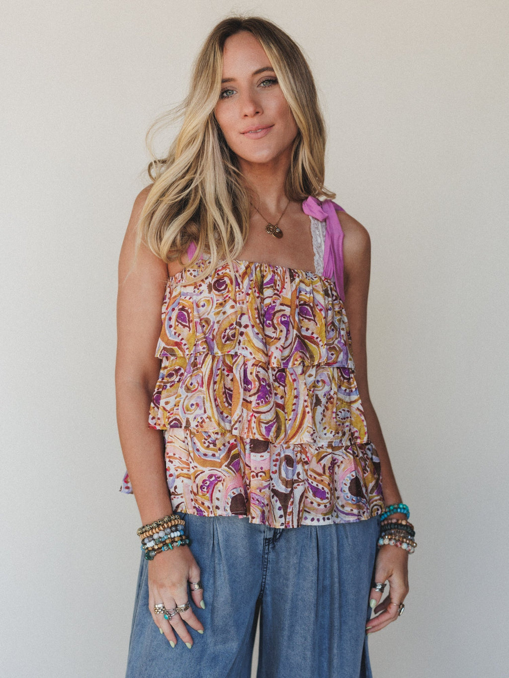 Baby Bloom Ruffle Print Top - Violet Multi