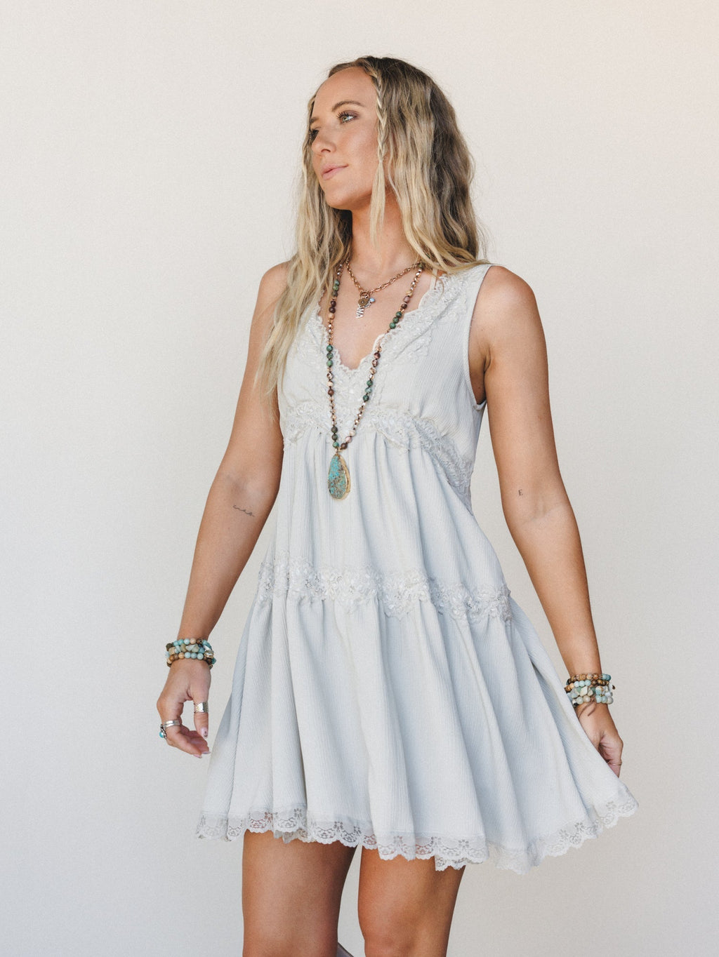 Lily Lace Dress - Pewter