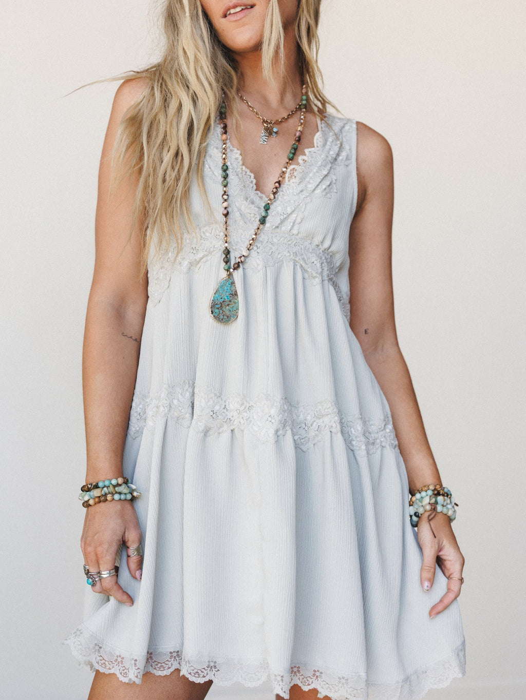 Lily Lace Dress - Pewter