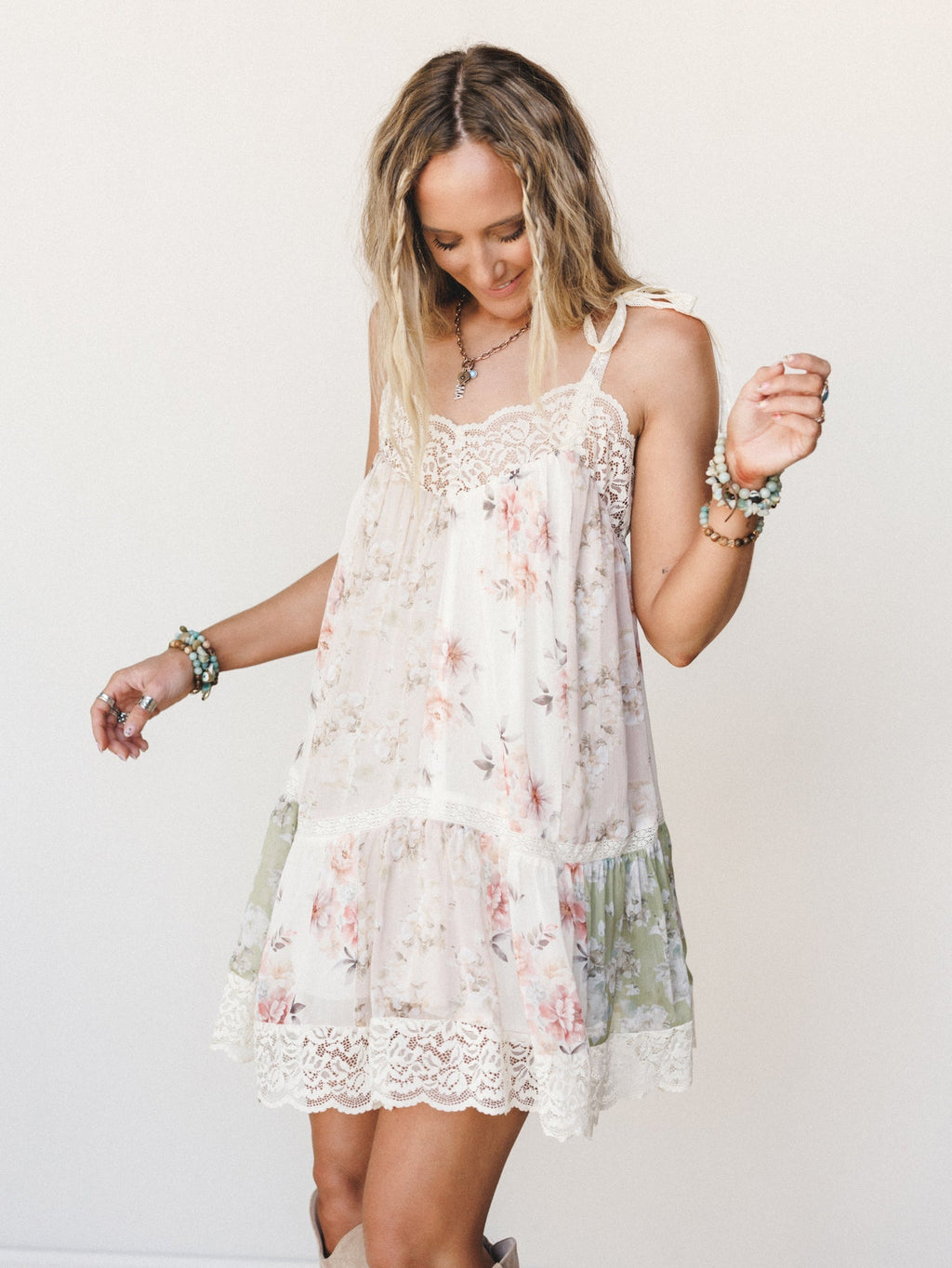 Floral Dancer Dress - Beige Multi