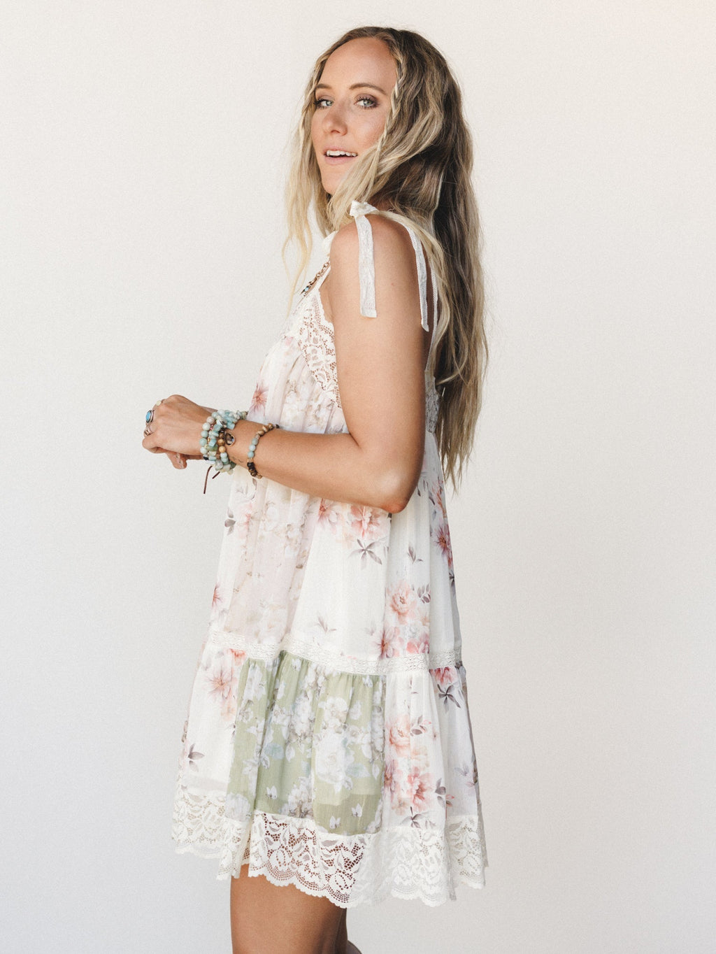 Floral Dancer Dress - Beige Multi