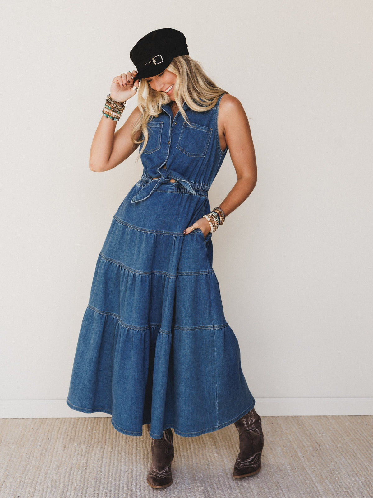 Lasso Luxe Tiered Maxi Dress - Denim