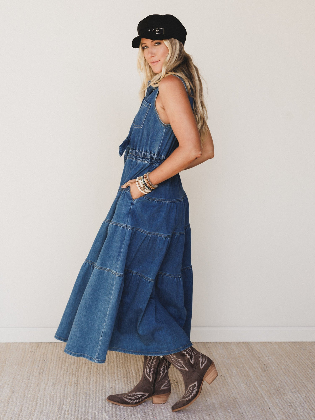 Lasso Luxe Tiered Maxi Dress - Denim