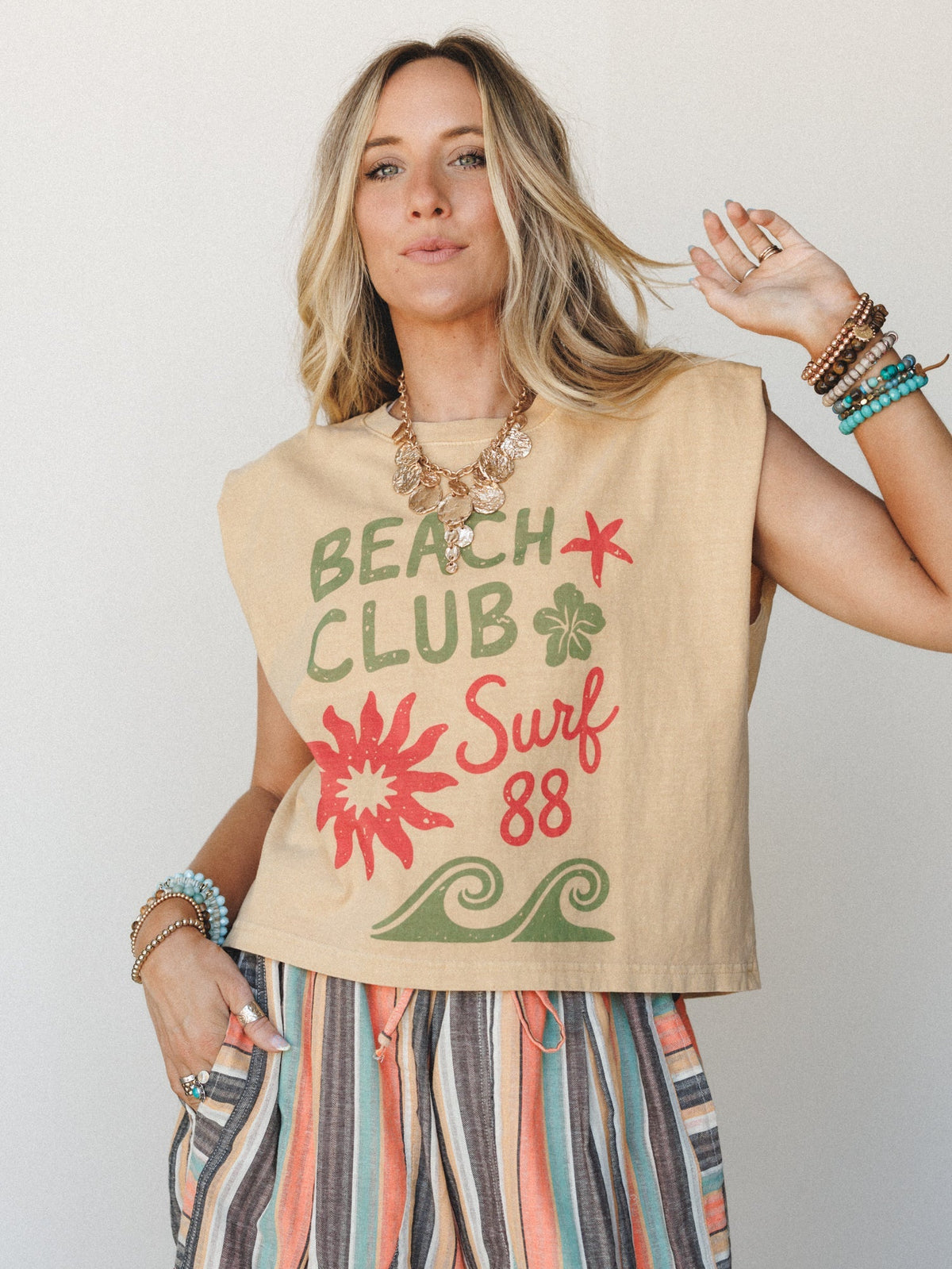 The Nest Beach Club Muscle Tank - Faded Mustard