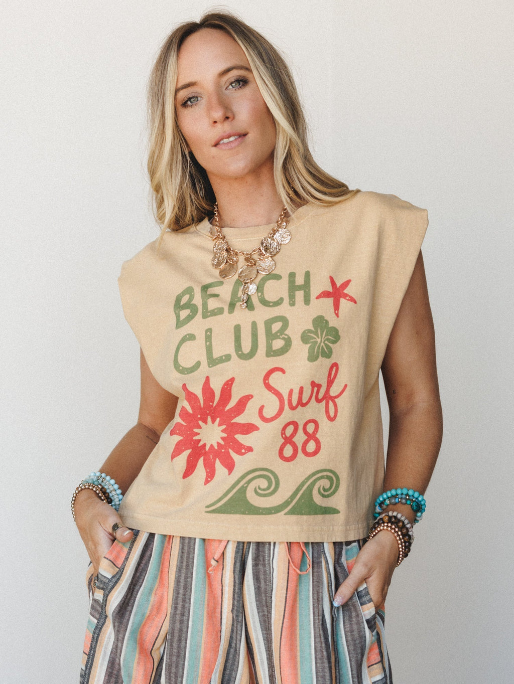 The Nest Beach Club Muscle Tank - Faded Mustard