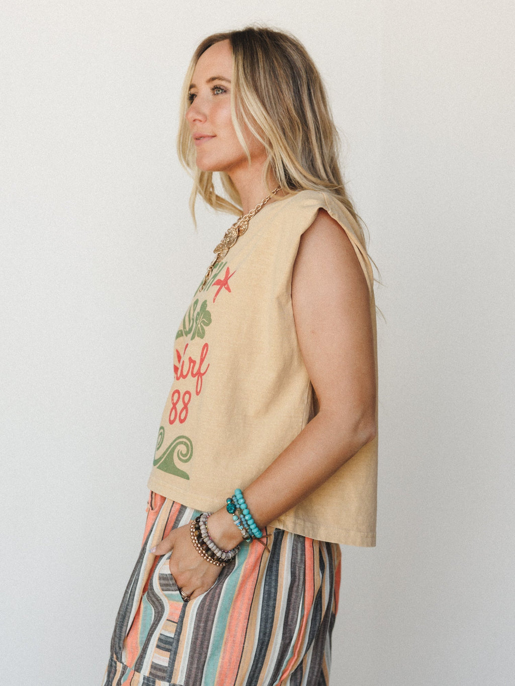 The Nest Beach Club Muscle Tank - Faded Mustard