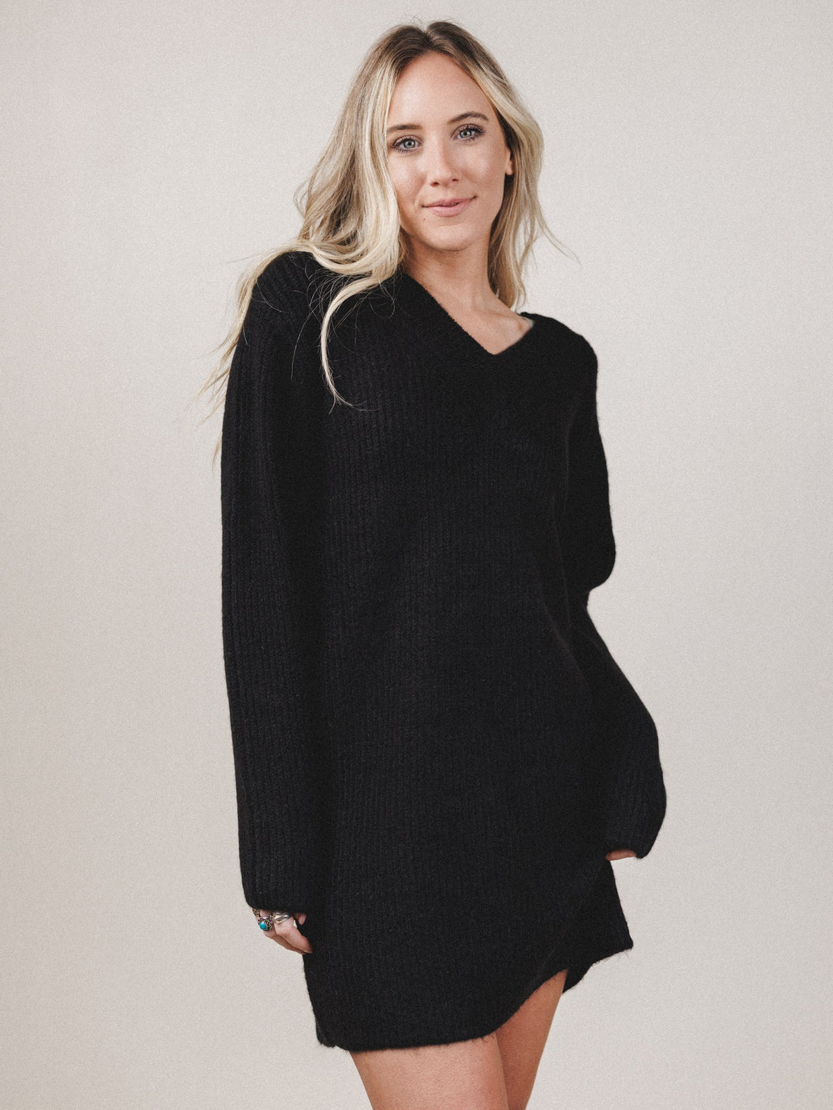 Winter Muse Sweater Dress - Black