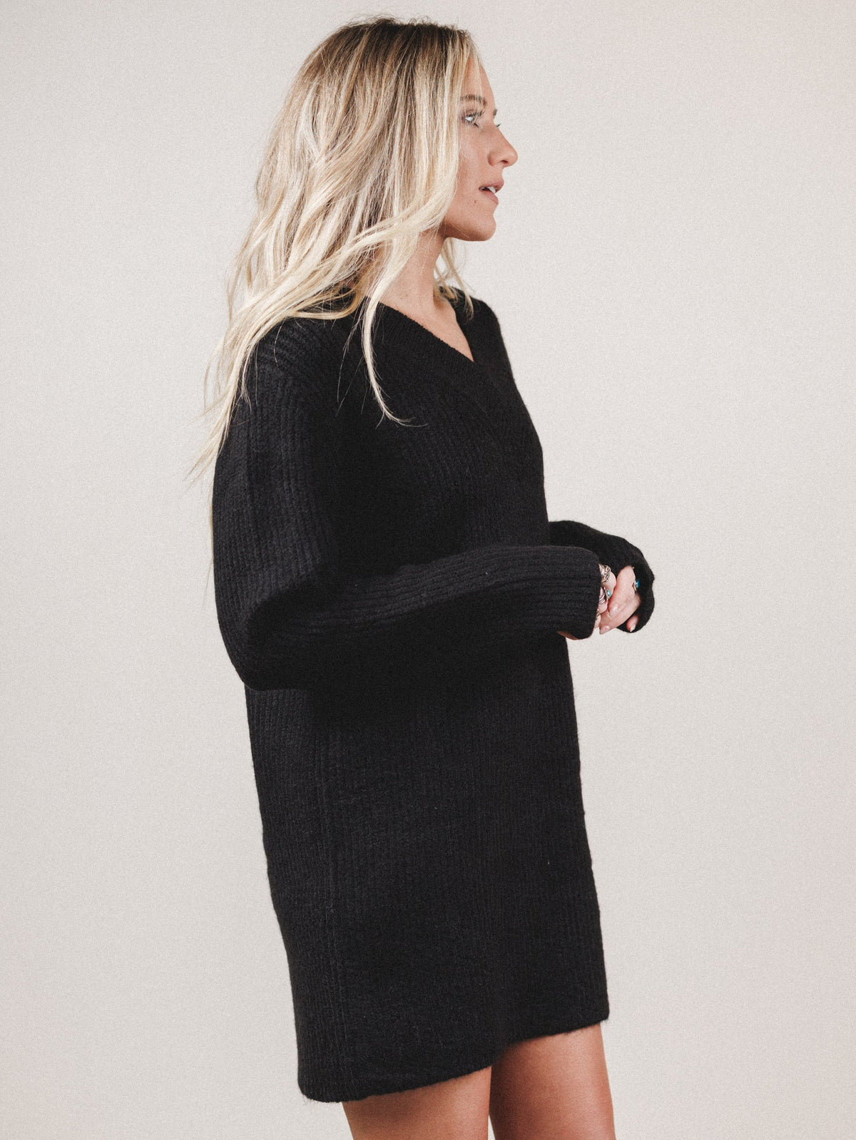 Winter Muse Sweater Dress - Black
