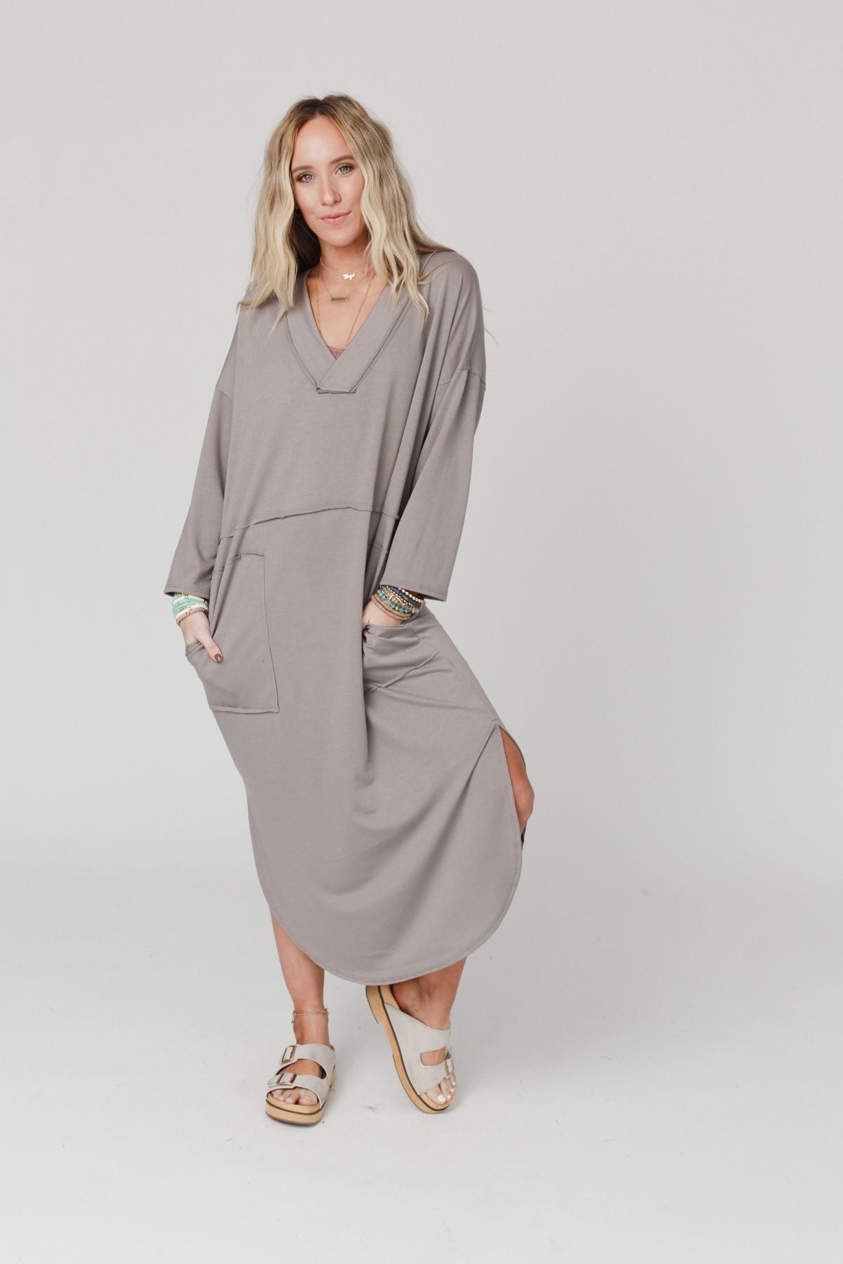 The Nest Meadow Long Sleeve Slit Maxi Dress - Coco - Pre Order