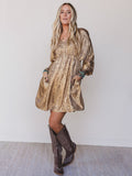 Golden Aura Babydoll Dress - Gold - Pre Order