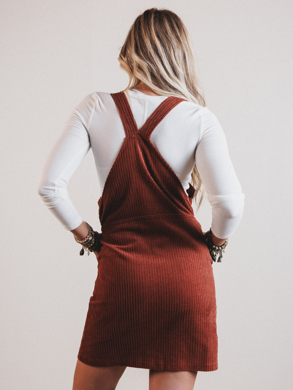 Nicole Overall Dress - Camel