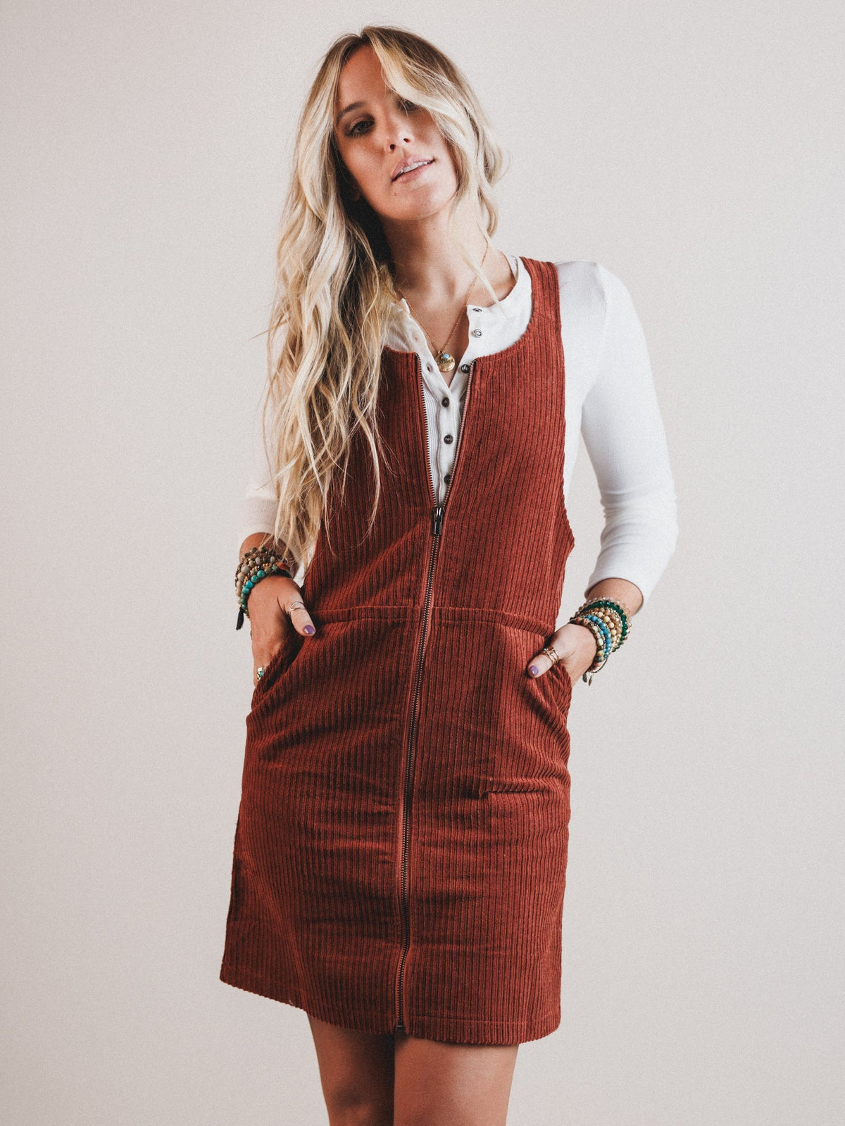 Nicole Overall Dress - Camel