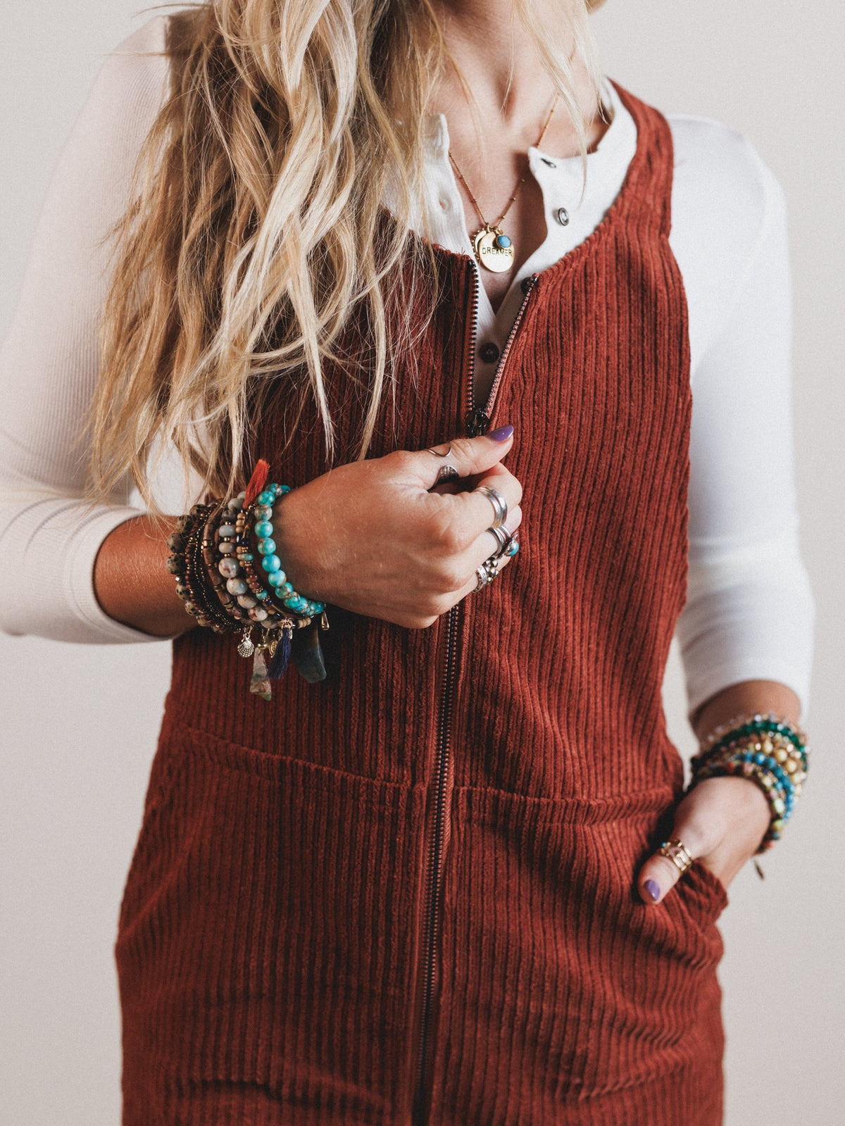Nicole Overall Dress - Camel