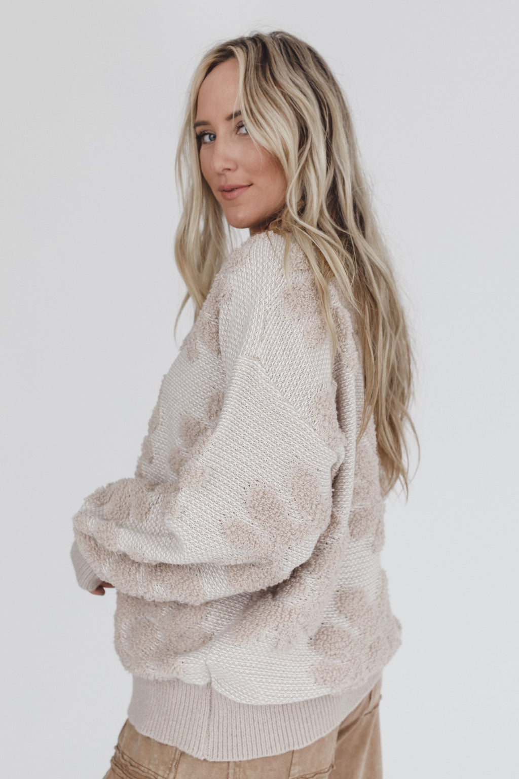 Zinnia Textured Flower Top - Beige