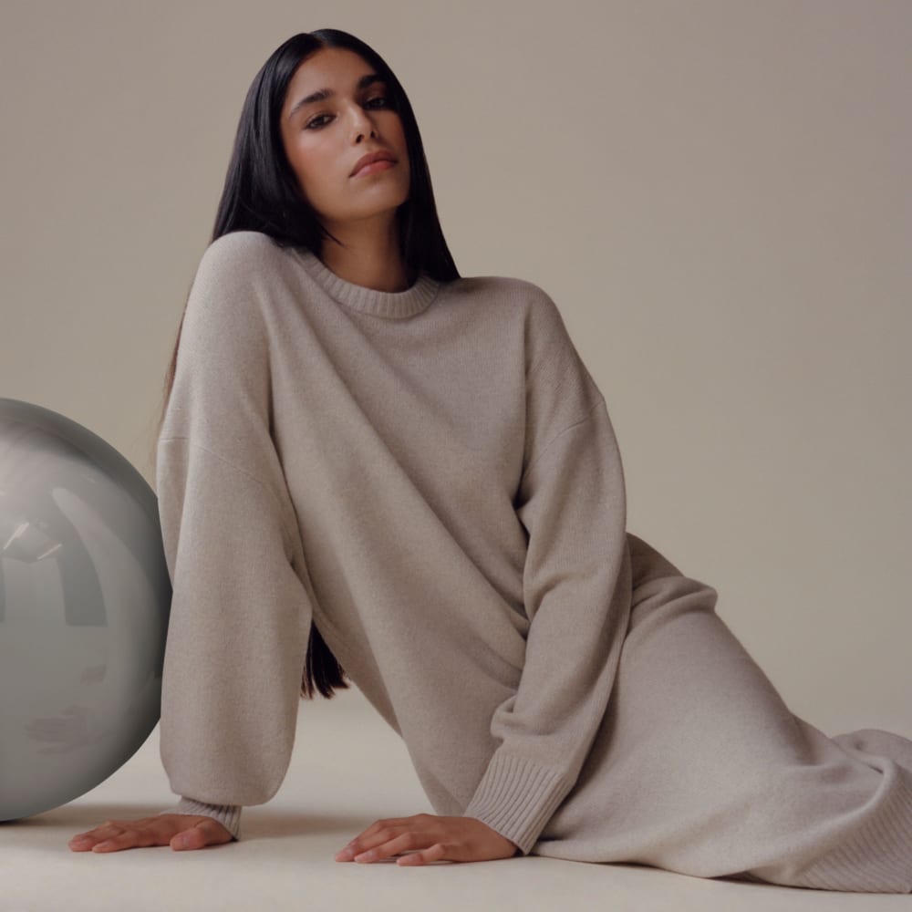 The Cashmere Midi Dress | Pale Heather Grey