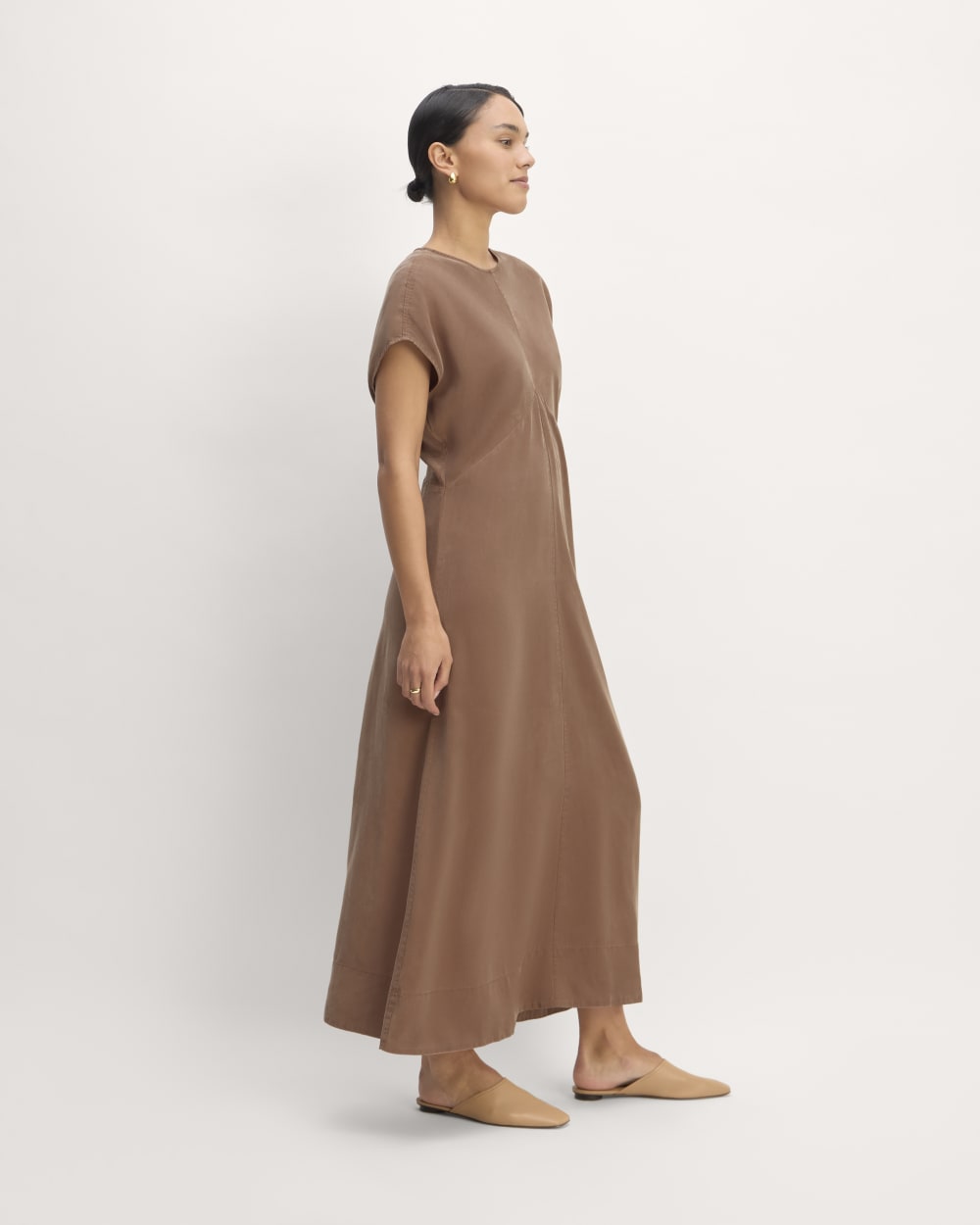 The TENCEL? Short-Sleeve Midi Dress | Carob Brown
