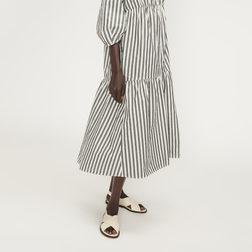 The Poplin Tiered Dress | Bone / Black