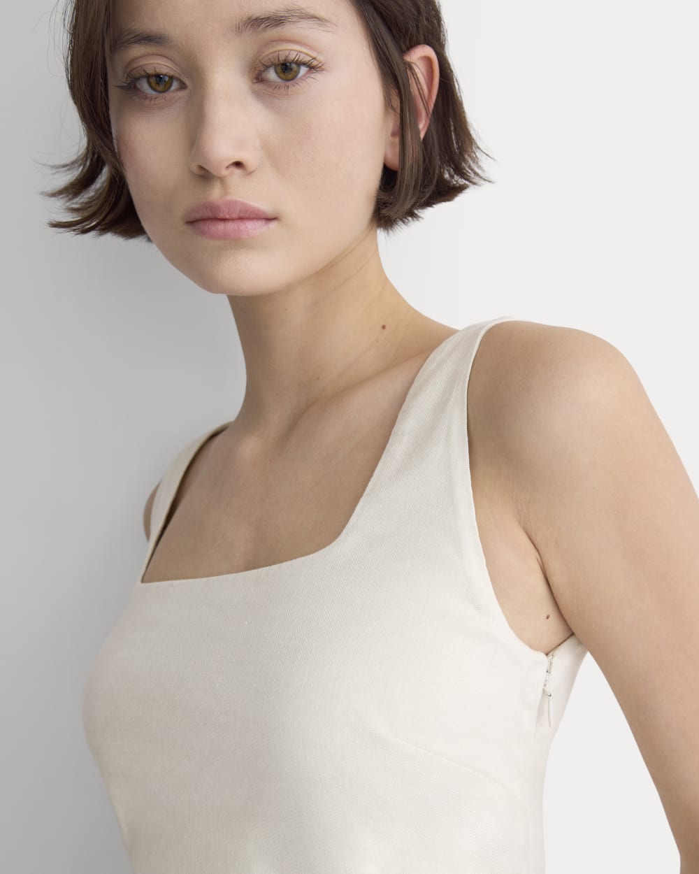 Square Tank in Stretch Linen | Birch