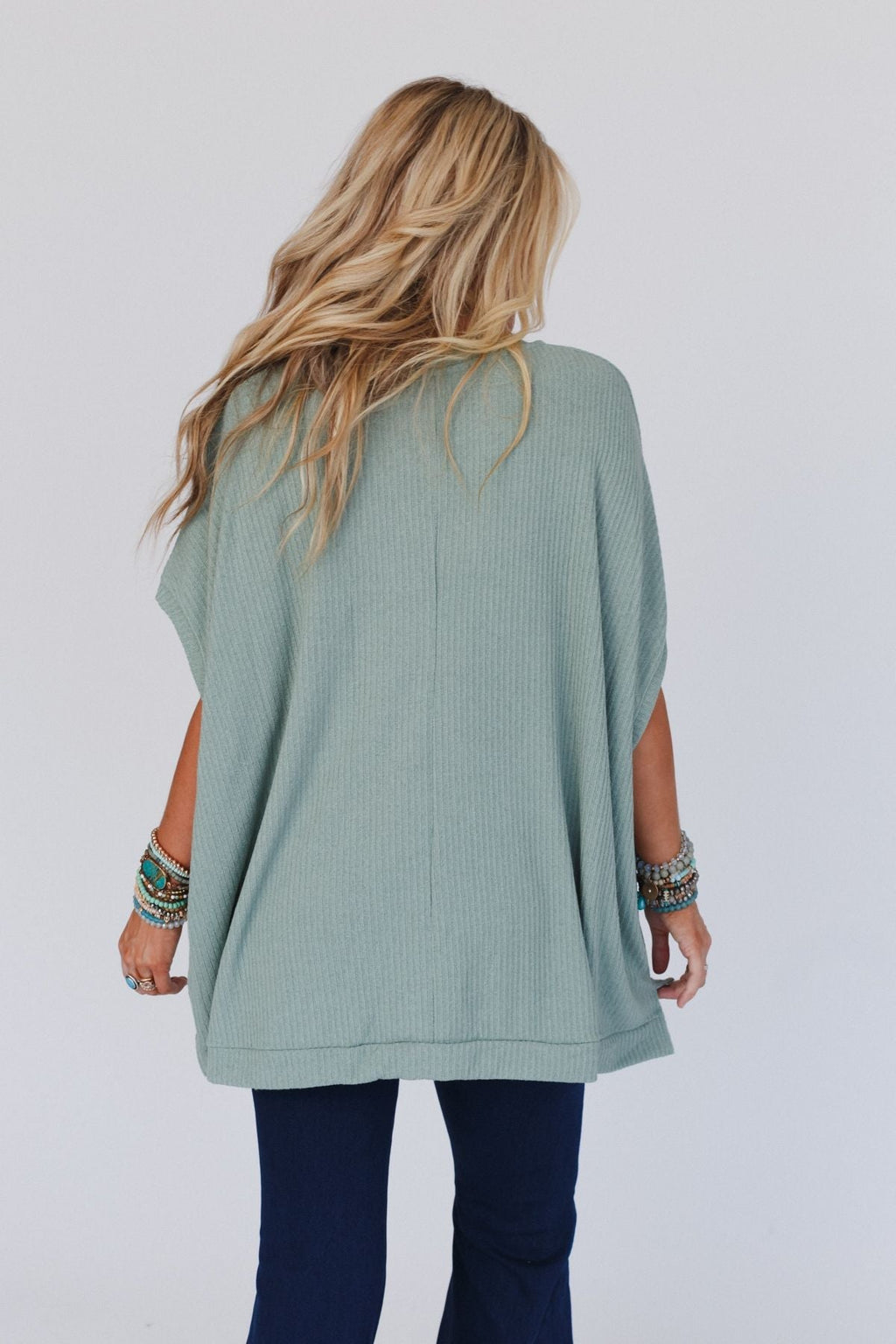The Nest Rowan Oversized Ribbed Knit Top - Sage