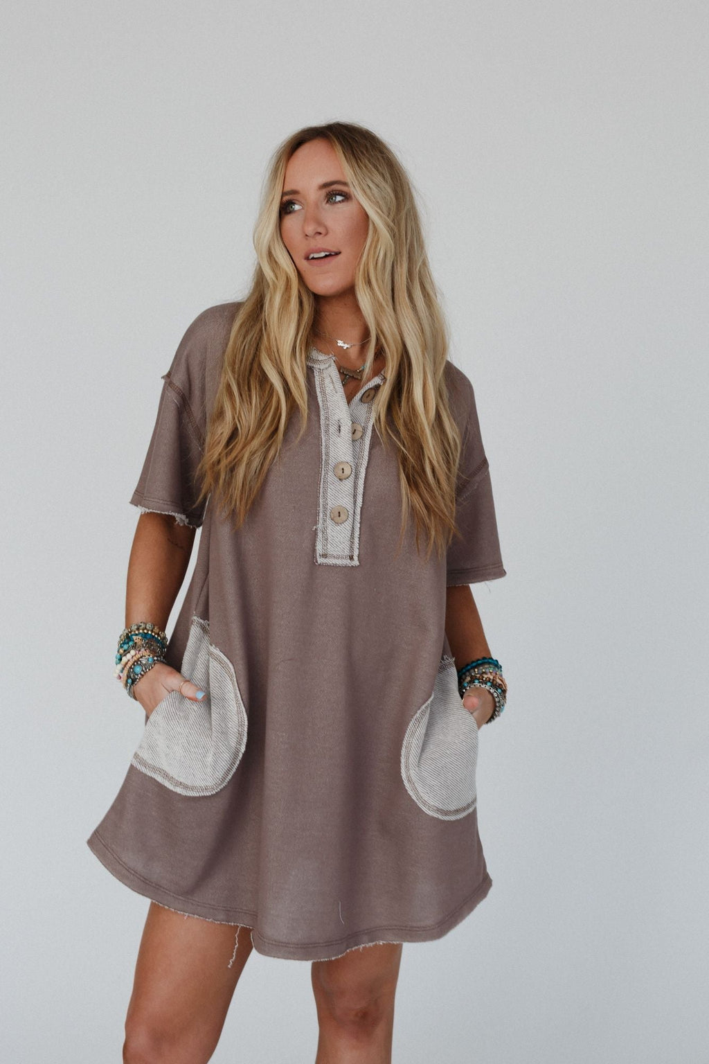 The Nest Jodi Tunic Dress - Mocha - Pre Order