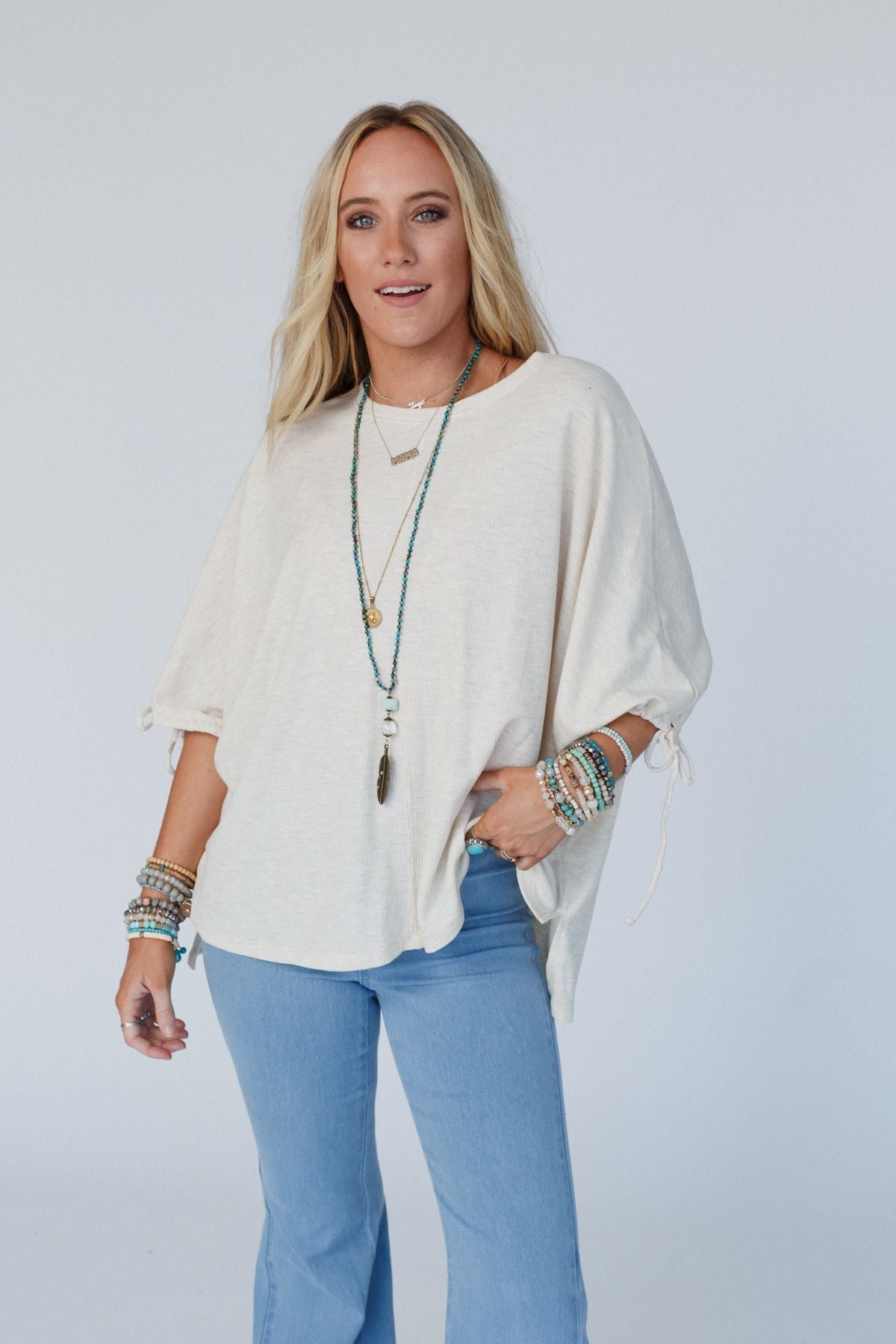 The Nest Little Lark Puff Sleeve Tee - Oatmeal
