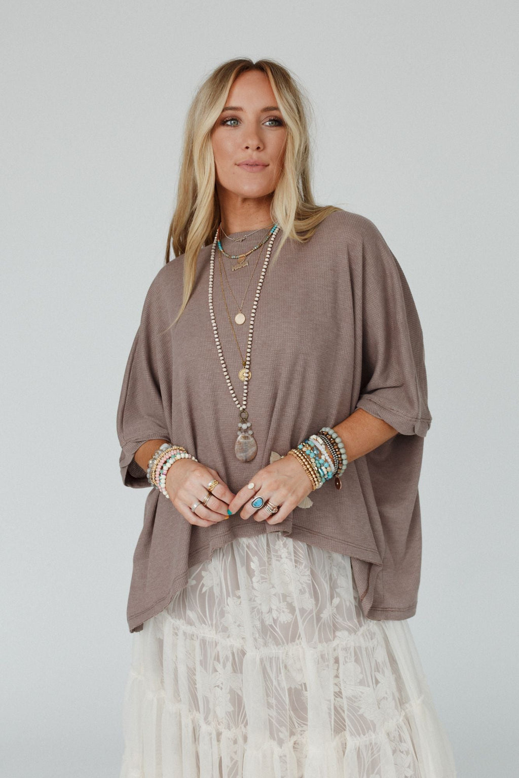 The Nest Kelsie Dolman Top - Dark Oatmeal