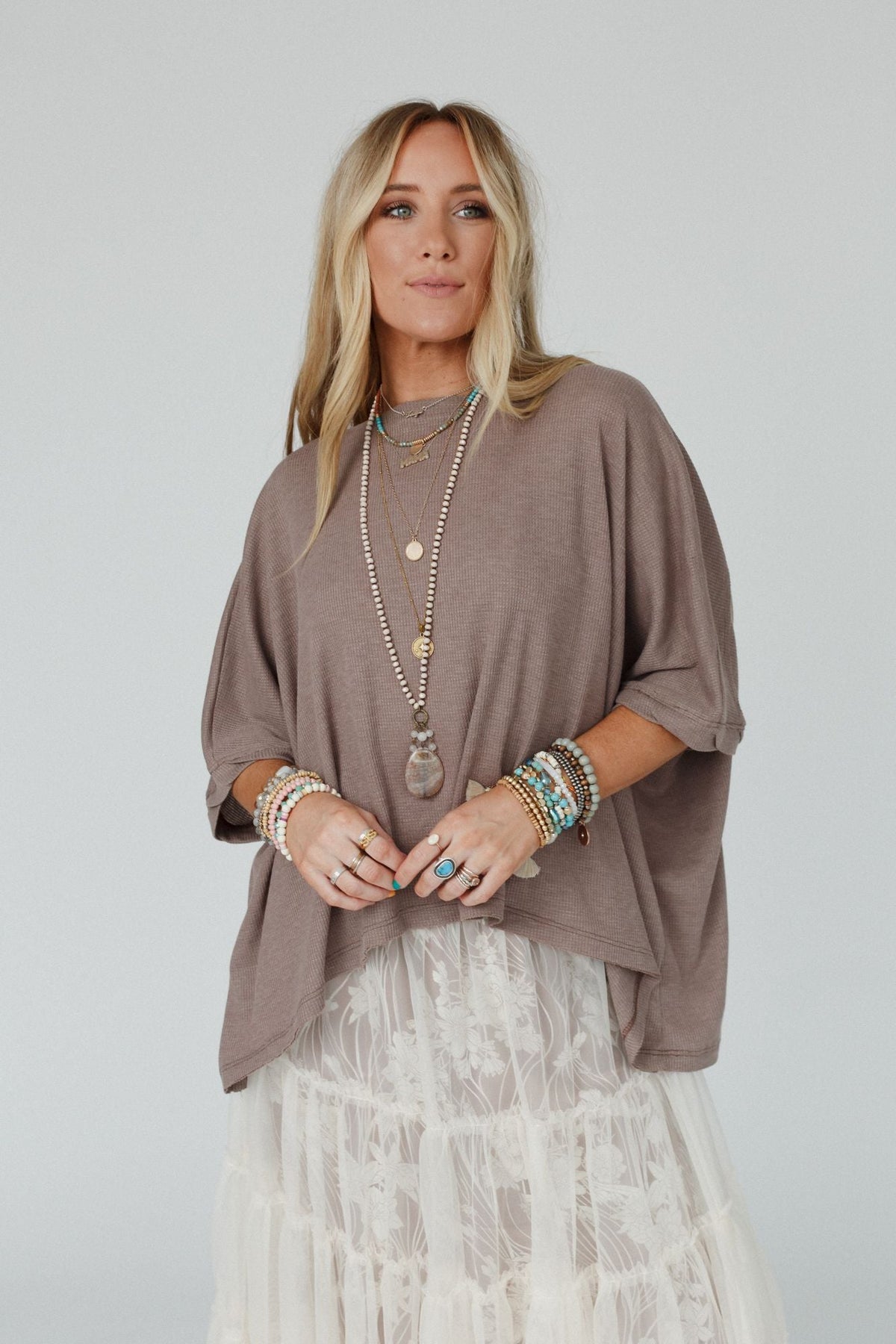 The Nest Kelsie Dolman Top - Dark Oatmeal