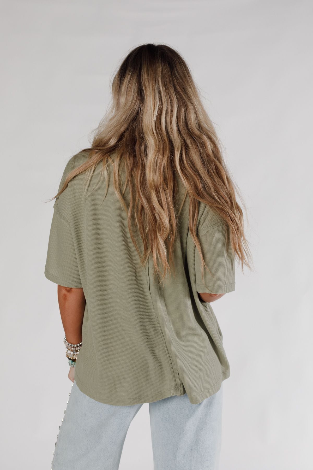 The Nest Soft Plume Henley Top - Sage