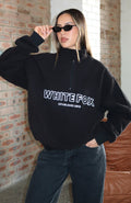 Hard To Stay Focused Teddy Borg Zip Front Sweater Black